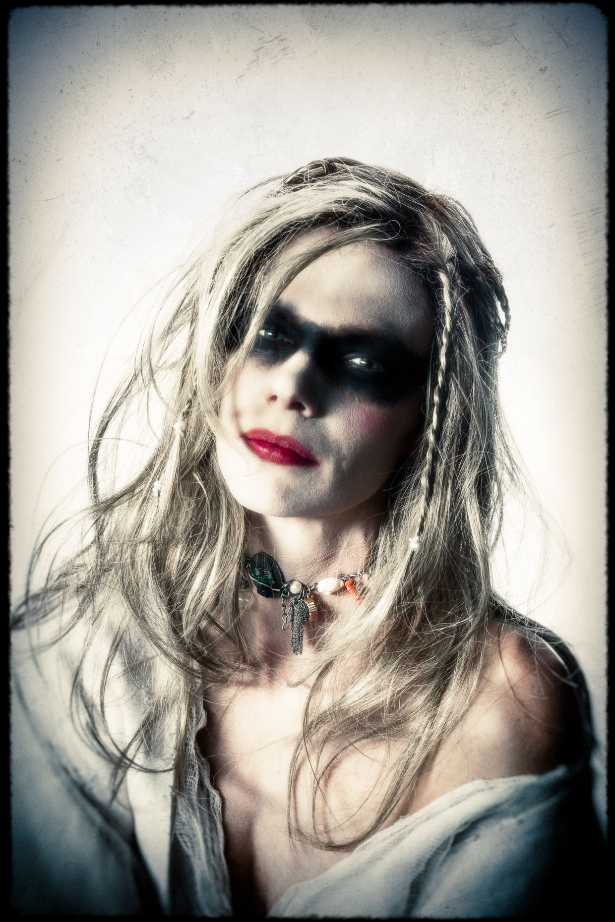 Character Portrait of actor Brandi Seymour as Isabel the Oracle, one of 9 main characters. Introducing the apocalyptic world of the Bad Choices Project, a cinematic visual screenplay and personal project by Andy Batt.