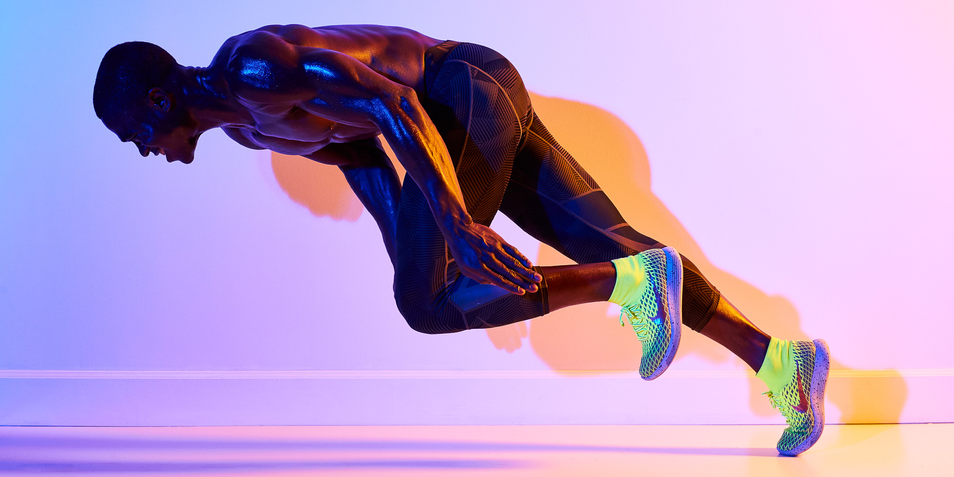 Nike Running with David Kojo Aidoo with colorful yellow and pink gels by Andy Batt